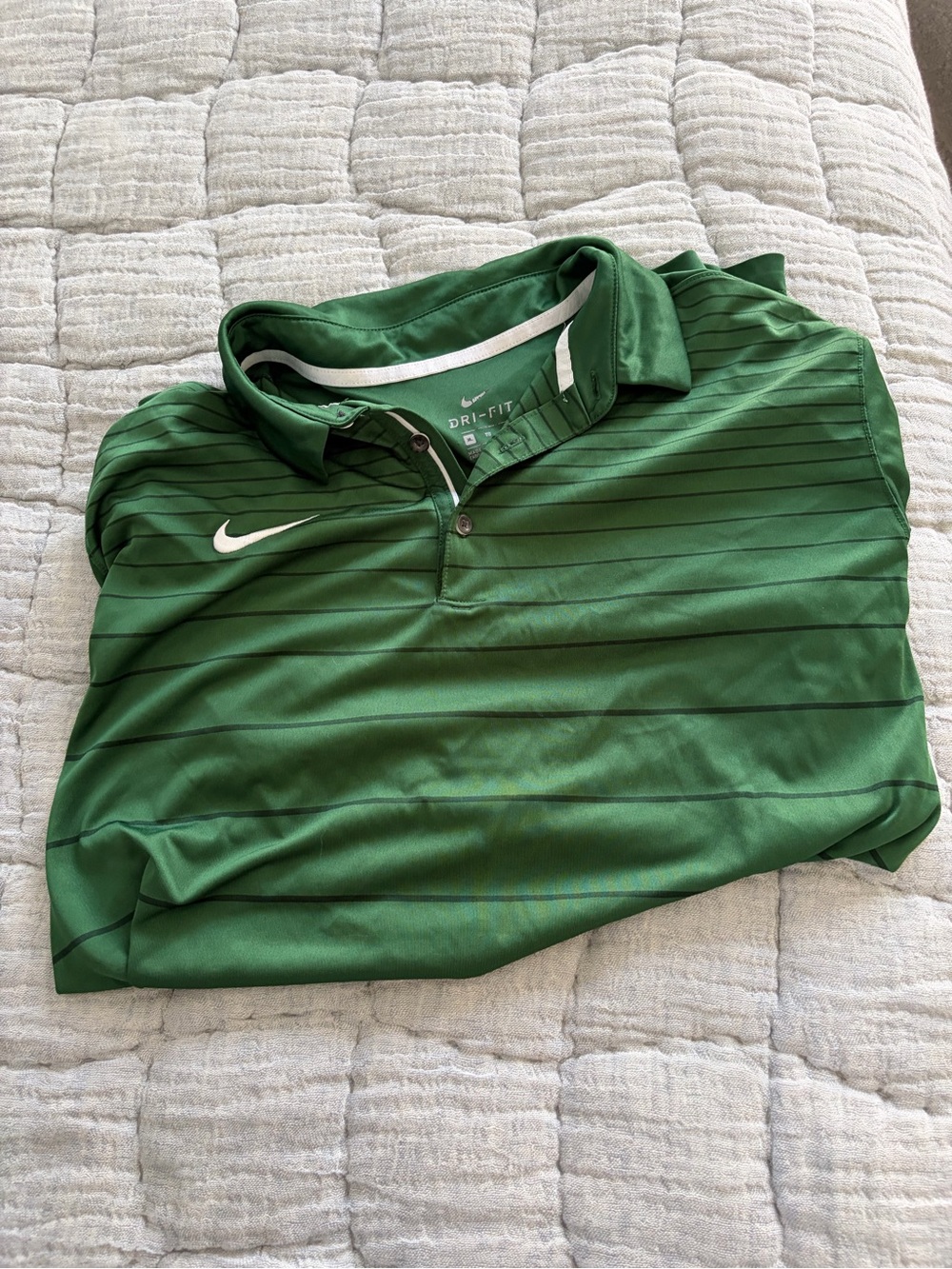 Nike Green Striped Dri-FIT Polo Shirt